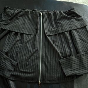 SHEIN Black Off-Shoulder Skirt with Zipper